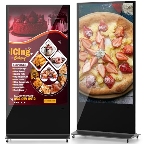 Image of 65 Inch Indoor Digital Signage Displays 4K UHD Android 11 System (4+32GB) Floor Standing Kiosks Interactive Displays LCD Screen with Auto Media Player WiFi HDMI /USB Input