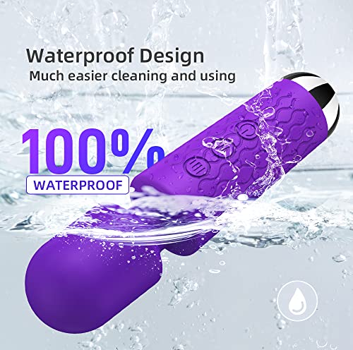 Image of Personal Mini Massager - Handheld Deep Tissue Massager with 20 Speeds & 8 Modes, Quiet Waterproof Vibrating wandfor Neck, Back, Muscle Tension Relief & Sports Recovery, Purple