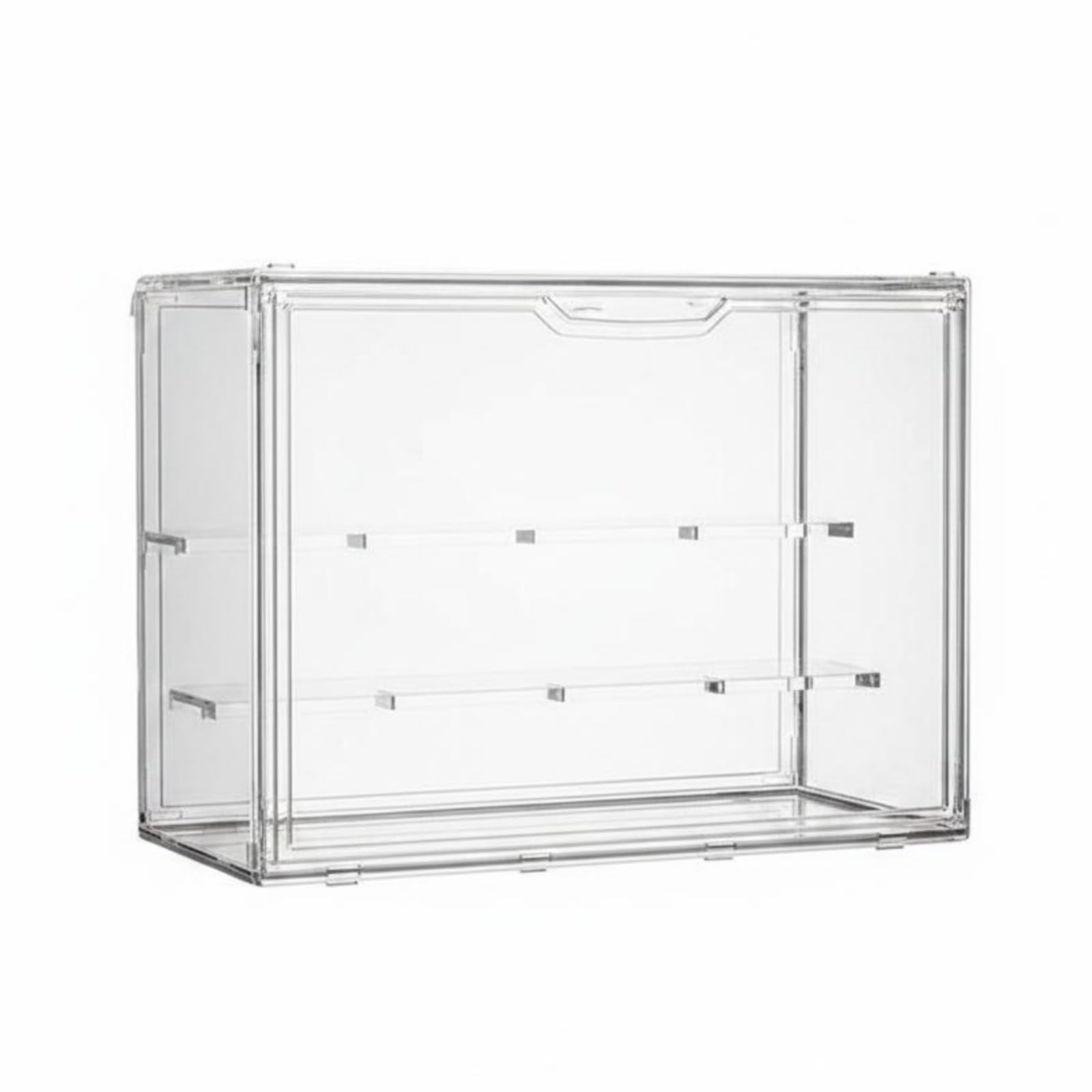 Custodia Trasparente Scatola Acrilica Portaoggetti Organizer Box con Chiusura a Cerniera Realizzata in PET Plastica, 36 27 17cm Con 2 Ripiani, PET Completamente Trasparente