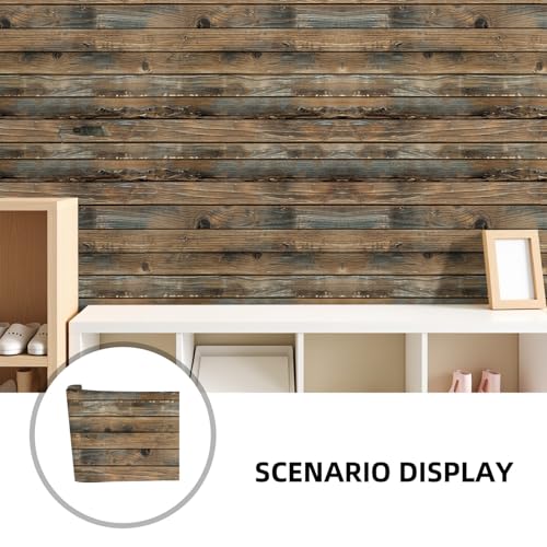 Papel pintado autoadhesivo madera negra PVC para cubrir paredes danadas 4
