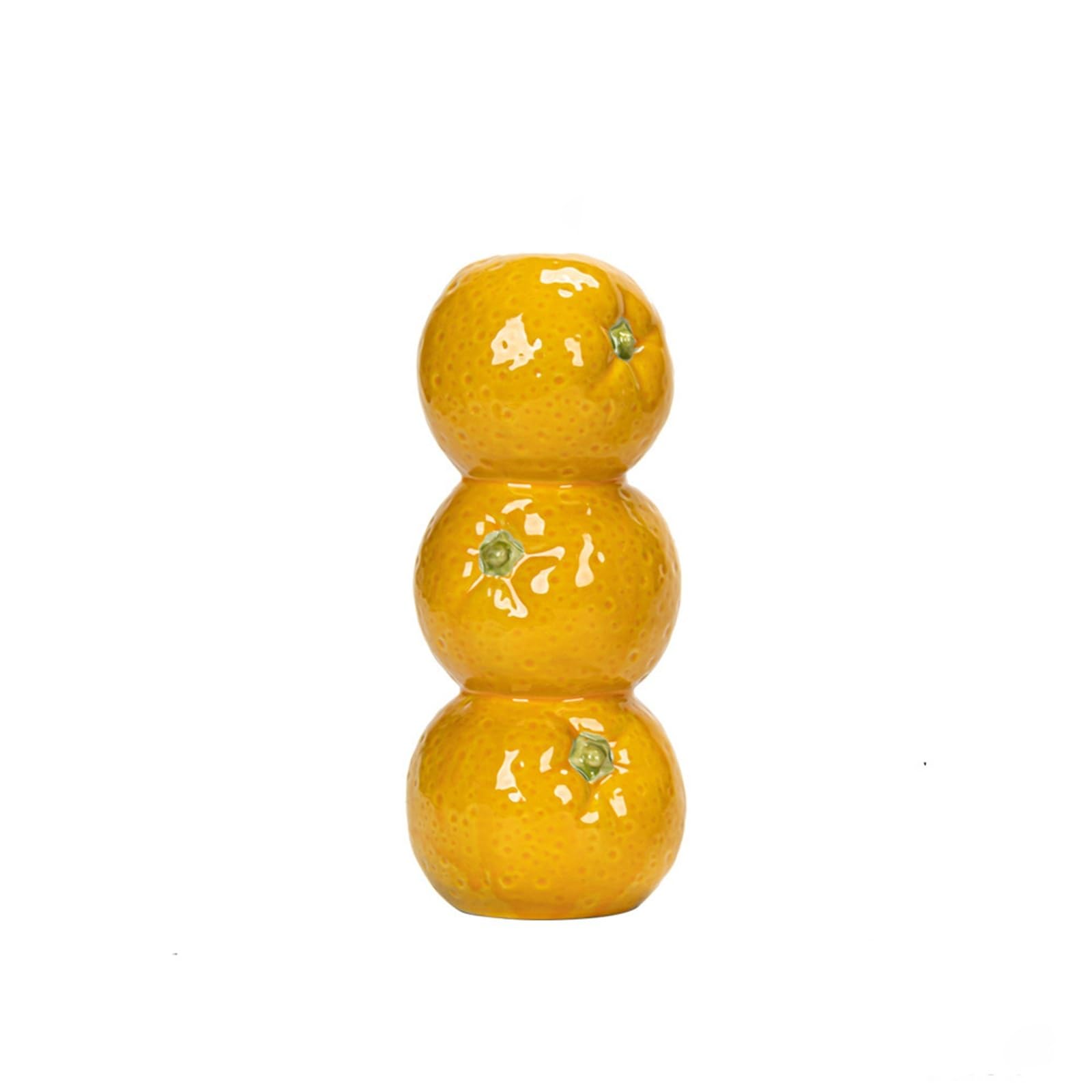 Fruit Vases Cartoon Fruit Model Vase Orange Lemon Watermelon Handmade Flower Arrangement Unique Ceramic Crafts(Orange)