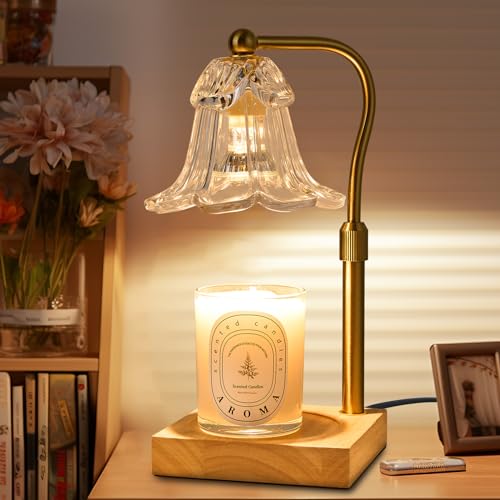 MOSSCO Lampe chauffe-bougie parfumée avec 2 ampoules, chauffe-bougie électrique avec minuterie et variateur pour la décoration de la maison