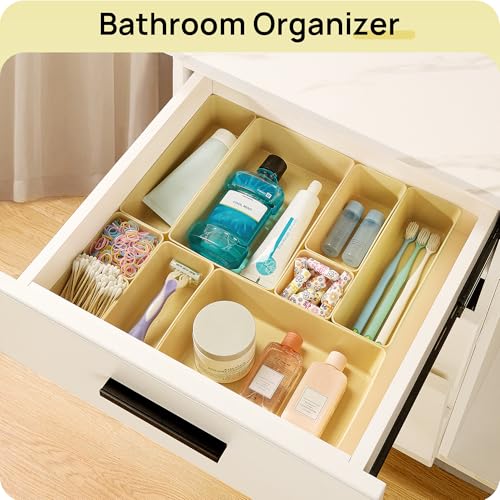 Image of Vtopmart 25 PCS Plastic Drawer Organizers Set, 4-Size Versatile Bathroom and Vanity Drawer Organizer Trays, Storage Bins for Makeup, Bedroom, Kitchen Gadgets Utensils and Office