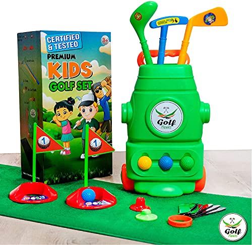 (Lab Tested) - Premium Kids Golf Clubs 3-5 - Kids Golf Set - Toy Golf Set - Toddler Golf Set - Golf Toys for Kids - Mini Golf Set - Baby Toddler Golf Clubs - Plastic Play Golf Clubs - Age 3 4 5 6