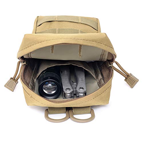 Tacticool 2 Pack Molle Pouches - Tactical Compact Water-Resistant Edc Pouch (2 Pack-Tan) #TOP4