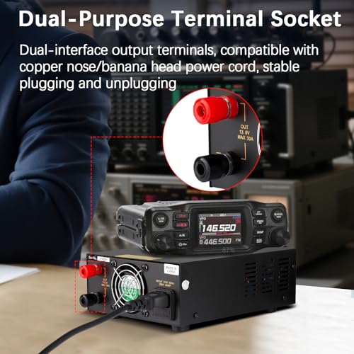 Image of 13.8V 30A DC Power Supply for Ham Radio,Regulated Bench Power Supply with Noise Offset,Analog Lab AC to DC Switching Converter,Cigarette Plug Socket,Powering CB VHF UHF HAM Amateur Radio