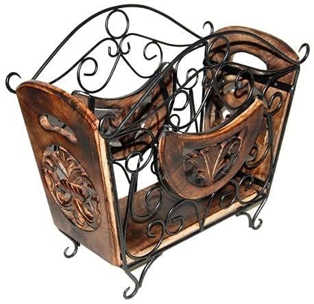 Wood and Iron Magazine/Newspaper/Rack and Shelf, 15 to 40 cm, Black-picture-14
