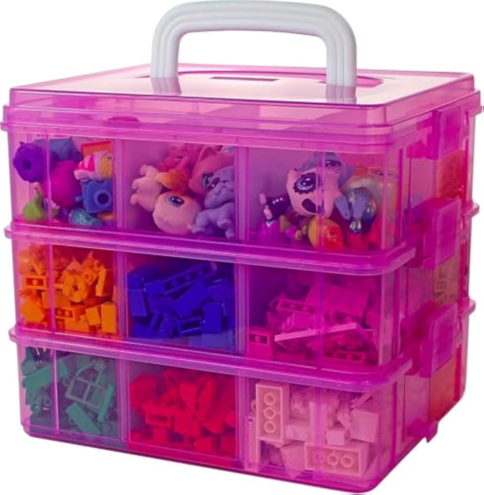 Plastic Transparent 3 Layer Jewelry Storage Box, 18 Grid Organizer
