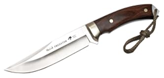 PREDATOR-14R Rosewood Pakkawood Handle Hunting Knife with Leather Sheath , 5 1/2"