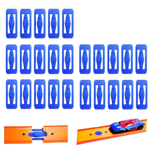 [25 Pack] K TOMOTO Racetrack Connectors Compatible with Hot Wheels | Blue Replacement Parts for Race Track Sets | Durable & Tight Fit | Birthday Gift for 5-12 Years Old