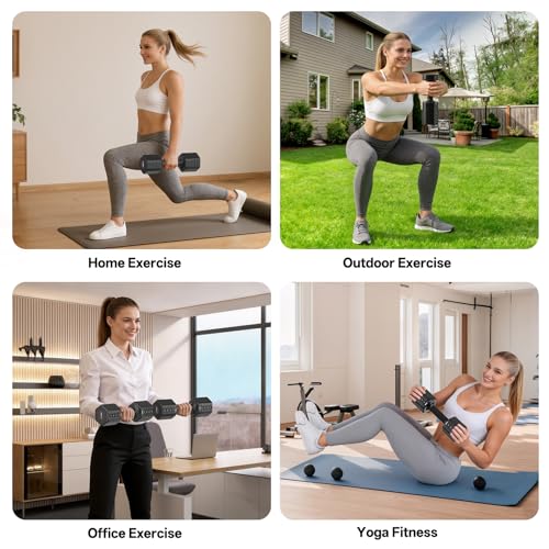 Image of JOROTO 5-in-1 Adjustable Dumbbell Set, 8LB /11LB Pair Adjustable Weights for Women at Home, 1s-Adjust Dual Locking Stable Hand Weights with TPE Soft Handle, Home Gym, Rehab, Pilates, Yoga, Strength Training