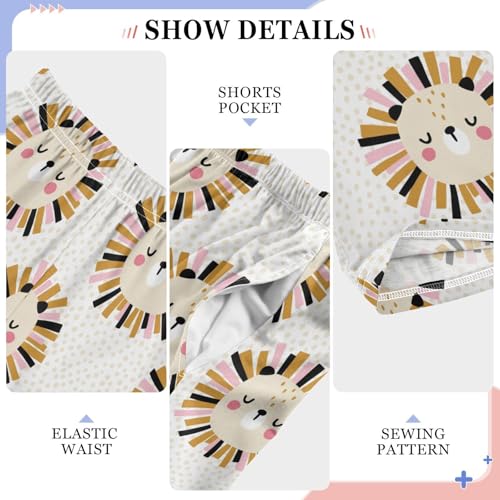 ZZKKO Cute Lions Face Boys Pants for Kids Jogger Pants with Pockets S-XL4