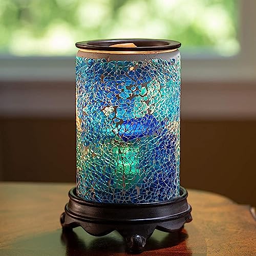 Vp Home Wall Plug-In Wax Warmer For Scented Wax Mosaic Glass Mediterranean Blue Electric Home Fragrance Warmer For Essential Oils Candle Wax Melts And Tarts Scent Warmer Night Light #TOP3