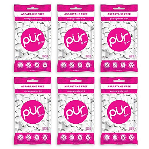 PUR 100% Xylitol Chewing Gum, Sugarless Pomegranate Mint, Sugar Free