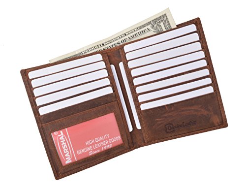 Mens RFID Blocking Bifold Hipster Hunter Leather Euro Credit Card ID Wallet2