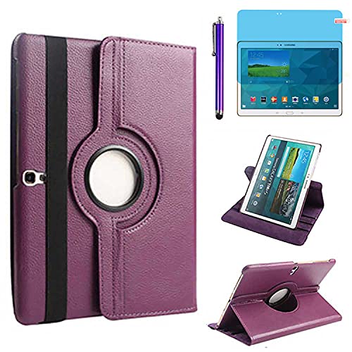 Case for Samsung Galaxy Tab S 10.5 inch 2014 (SM-T800 T801 T805 T807) - 360 Degree Rotating Stand Case Smart Protective Cover,with Stylus Pen,Screen Film (Purple)