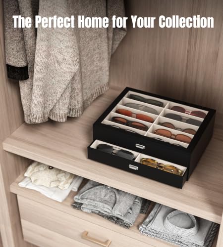 Image of NEWLOOP 20 Slots Sunglass Organizer Drawer Display Case for Multiple Pairs of Eyeglass Storage Box for Women Men