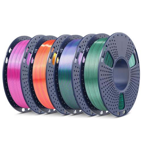 Image of SUNLU 250G Silk Dual Color PLA Filament Bundle Muticolor, 1kg in Total | Silk 3D Printer Filament, Individually Vacuum Packed, 250G Spool, 4 Pack, Blue Red+Red Gold+Green Purple+Black Green