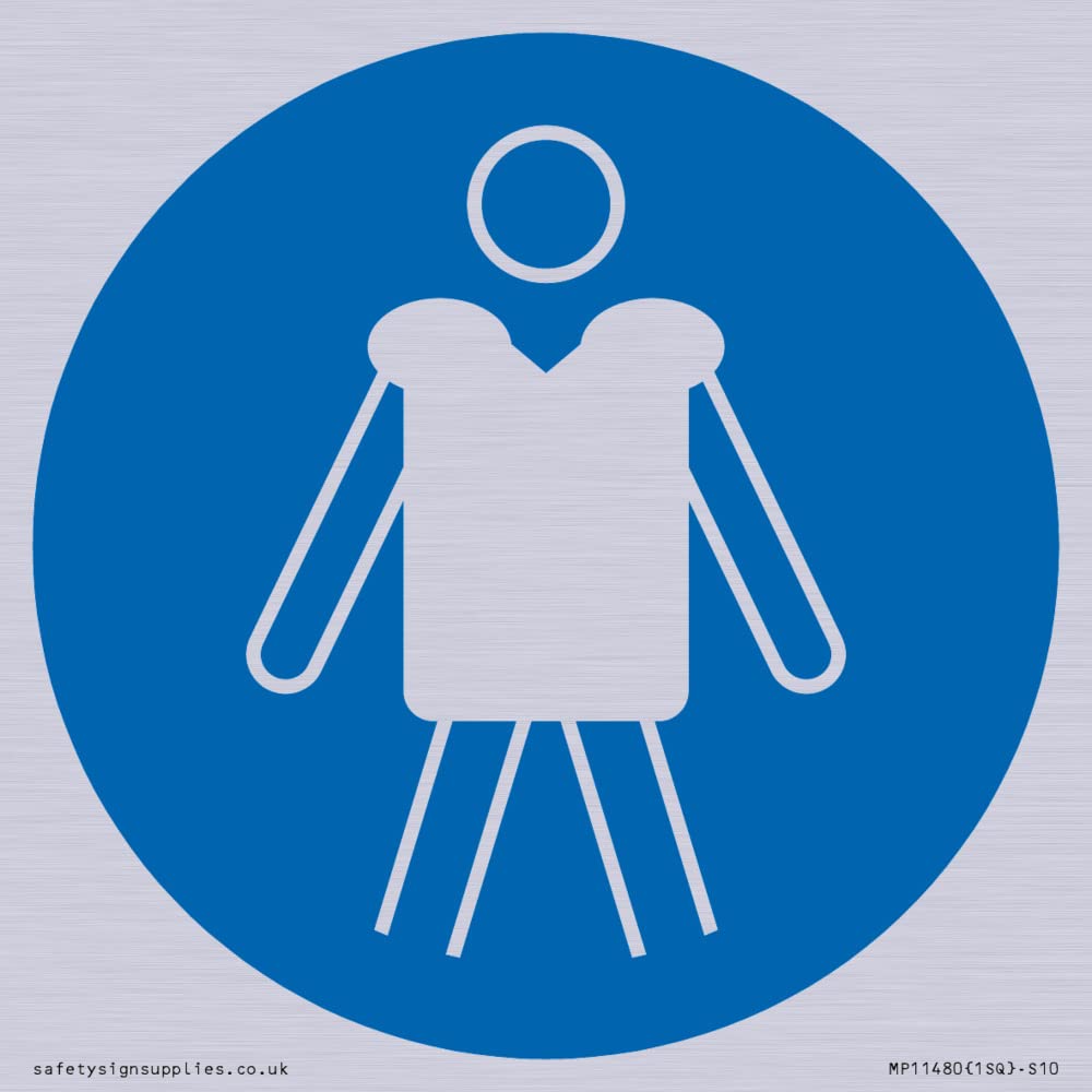Viking Signs Mandatory: Wear personal flotation devices Sign - 100x100mm - S10, Blue/White