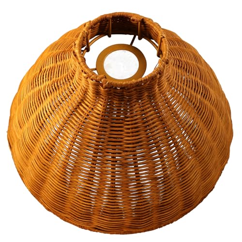 Osasy Boho-Korb-Lampenschirm mit geflochtenem Rattanschirm(ohne...