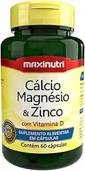 Cálcio Magnésio e Zinco + Vitamina D 600mg 60 Cápsulas Maxinutri