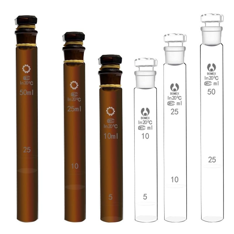 Probeta de Laboratorio para Ciencias, Tubos colorimétricos de Vidrio de 5 Piezas con Tapones Multicolor 10-100 ml(100ml Brown)