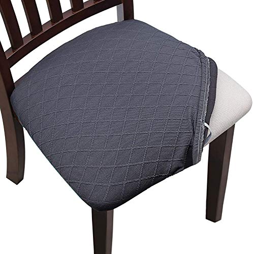 YISUN Housse Assise Chaise Elastique Jacquard Extensible Housse de Chaise Gaufrée pour Salle à Manger (Gris,6)