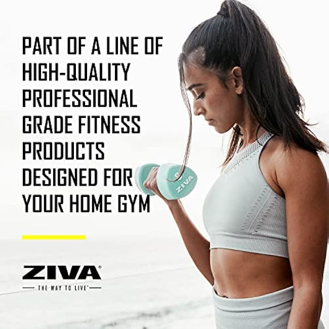 ZIVA Neoprene Tribell Dumbbell Pairs - Set of 2 Hand Weights, Non-Slip Durable Rubber Finish, No-Roll Design for Rigorous Exercise and Strength Training (Avail in 2-20 lb Pairs)