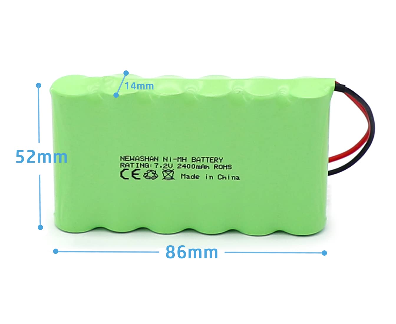 7,2V 2400mAh Batterie pour RC Voiture électrique Monster Truck USB Câble | Pour Camion Construction Benne Blindé, Radiocommandé, Fiche KET Tamiya, Rechargeable, Câble Chargeur USB inclus