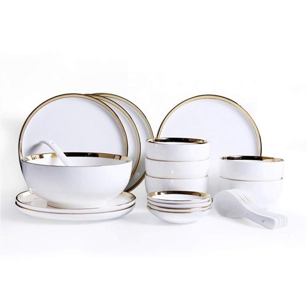 MZXUN LiangDa Dinnerware Set Ceramic Tableware Set Phnom Dishes Plates Dishes Chopsticks Small Sauce Soup Bowl Suitable For Home Suit Easy To Clean (套餐Package : 26 pieces)
