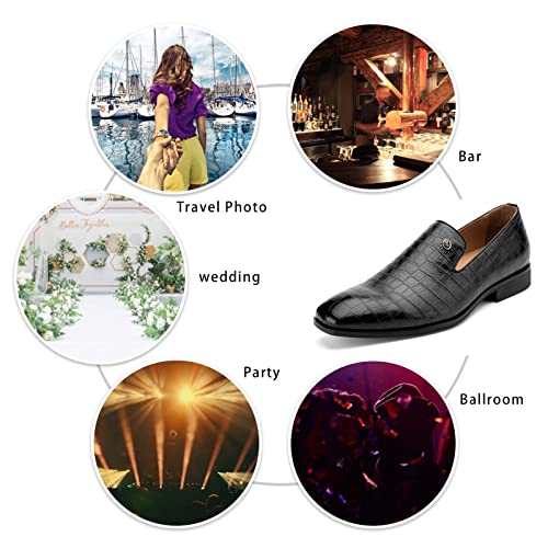 Image of Meijiana Mens Loafers Wedding Dress Shoes Slip-On Loafers for Men Tuxedo Suit Shoes