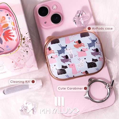 Image of for AirPods Pro 2 Case with Cleaning Kit, Cute Cat Ear Print Design & Cute Buckle for Girls, Phone Holder & Top Safe Lock Buckle Design for AirPods Pro 2nd /1st Gen case, Rose Gold Animal