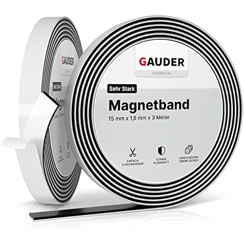 GAUDER Magnetband selbstklebend | Magnetstreifen mit extra starkem Kleber | Magnetklebeband (3 m) Cover