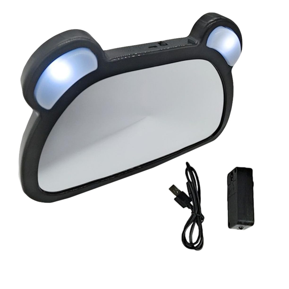 Miroir D’observation Bébé pour Voiture LED USB Noir, 1 Pièce