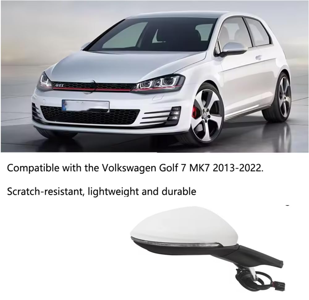Exterior Espejo Lateral Derecha for Golf 7 MK7 2012-2021 con Calefacción – 6 Hilos