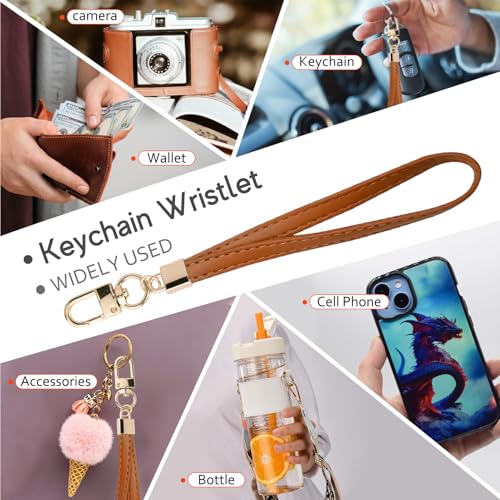 Image of KNGITRYI Small Wristlet Wallets for Women RFID Credit Card Holder Wallet Keychain Wristlet Wallet Credit Card Wallets for Women (Light Brown)