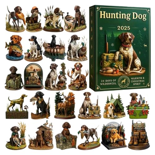 Calendario de cuenta regresiva - Figuras de perros 2D | Calendarios de Adviento para perros de caza, juguetes decorativos de Navidad para de cumpleaños ventanas coches amantes de las mascotas