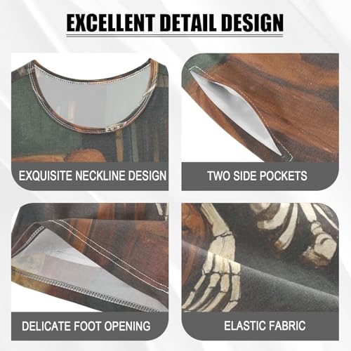 ALAZA Sugar Skull Bookworm Book Pajamas Set Short Sleeve Cotton Sleepwear Summer Pjs 2 Piece 5-14Y4