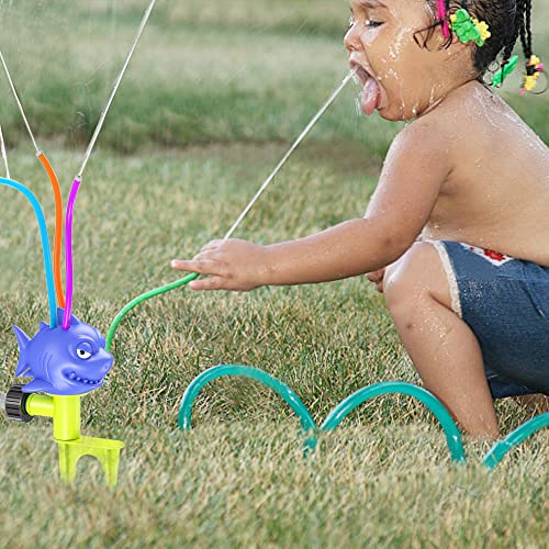 Shark Sprinkler for Kids Outdoor Play- Toddler & Kids Sprinklers for Yard with 4 Spray Tubes- Fun Backyard Water Toys, Summer Games Kids Outdoor Toys, Water Sprinkler for Kids Outdoor Play - Thumbnail 2