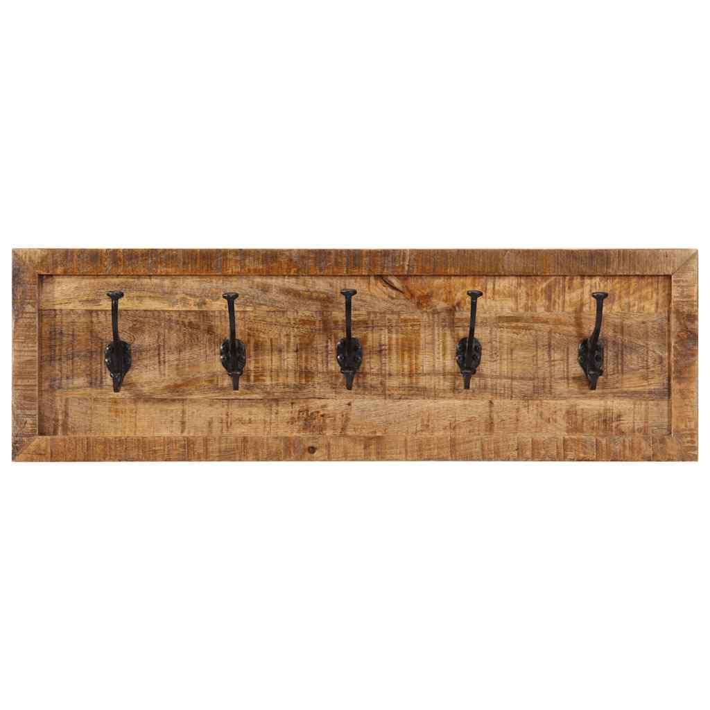 Porte-manteau mural avec 5 crochets en bois massif de mangue