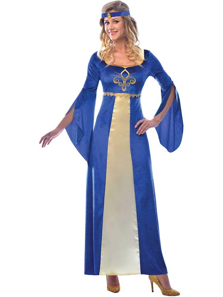 amscan 9905083 Adults Medieval Maiden In Blue Fancy Dress Costume (UK Dress Size 16-18)