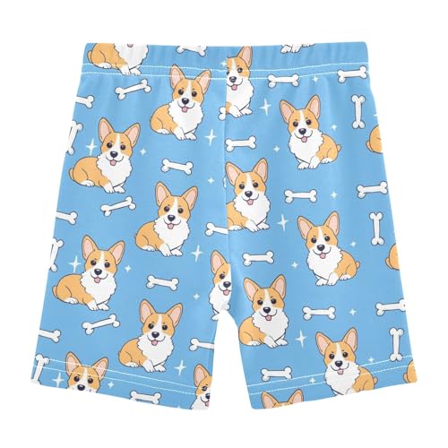 Corgi Dog with Bones Girls Shorts Elastic Waist Sports Shorts Girls Leggings Pants for 4-10 Years2