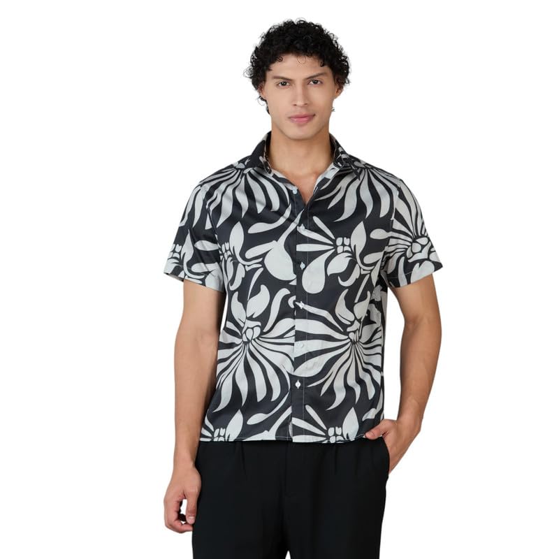 Image of MARK & ALBERT Men's 100% Cotton Printed Half Sleeves Regular Fit Shirt for Men