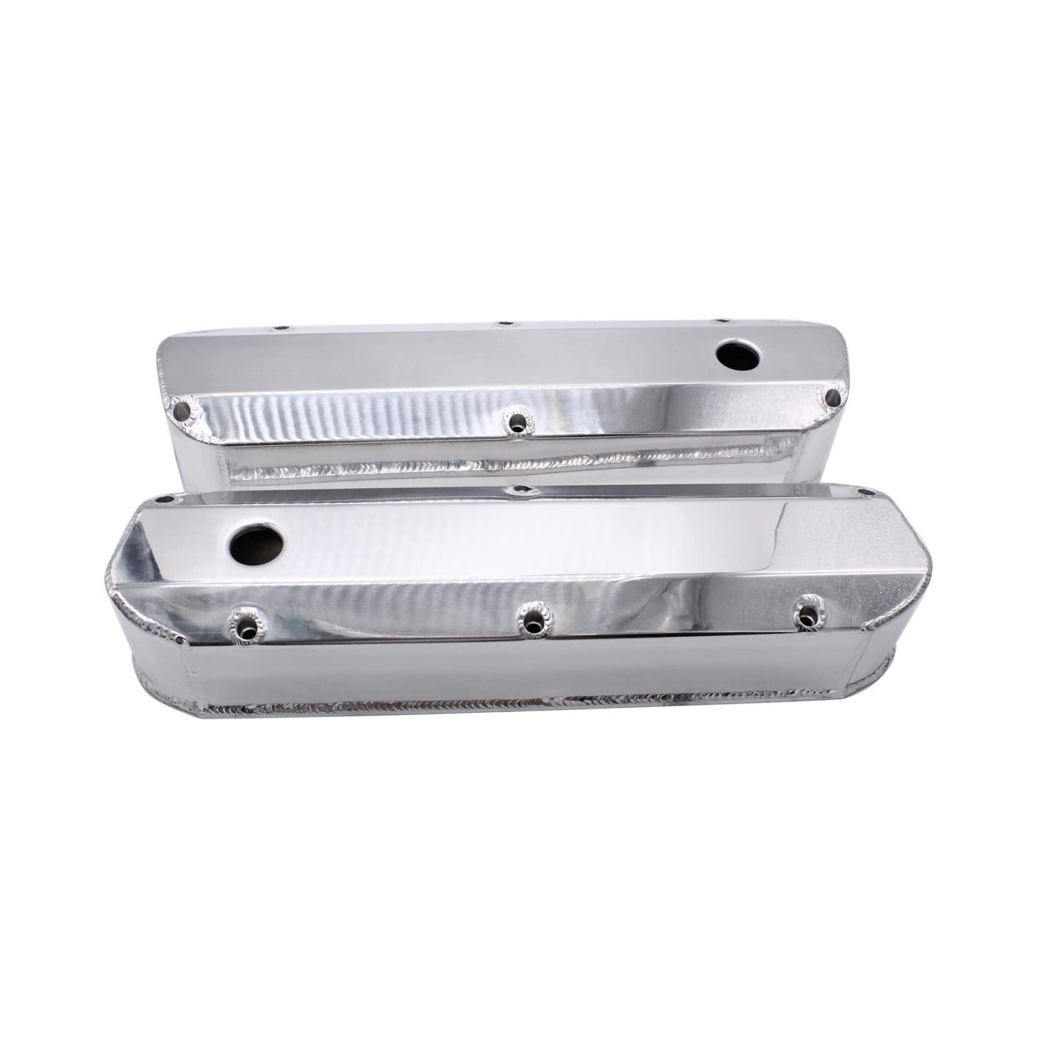 1 SET SHLPDFM Valve Covers Satin finish Fabricated Aluminum Tall Valve Covers Tall Bolts 1/4 Billet Rail Compatible with Small Block Ford SBF 289 302 351W V8 engines