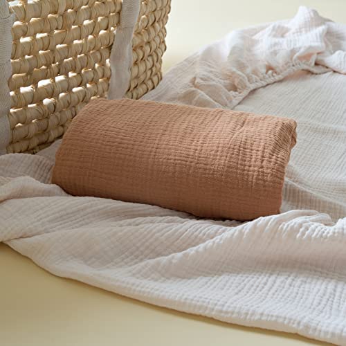 Image of Meracorallo Muslin Pack and Play Fitted Sheet, 100% Cotton, Camel