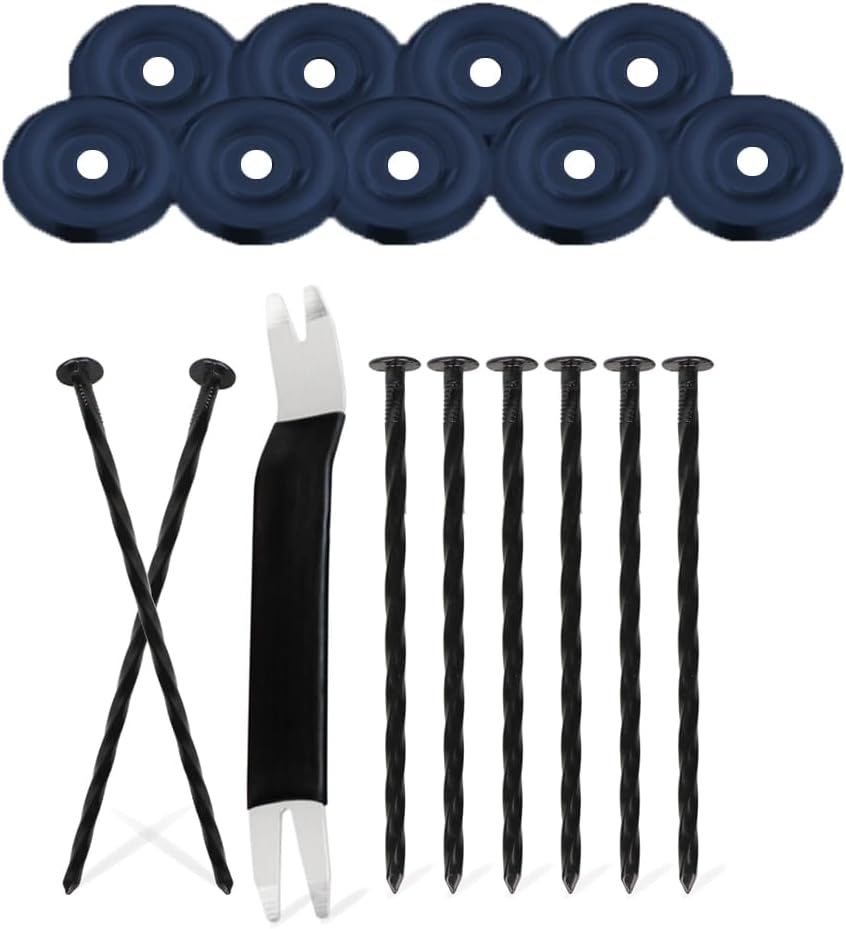 Bakulyor 16 Sets Outdoor RV Rug Stakes, 6 Inch Black Patio