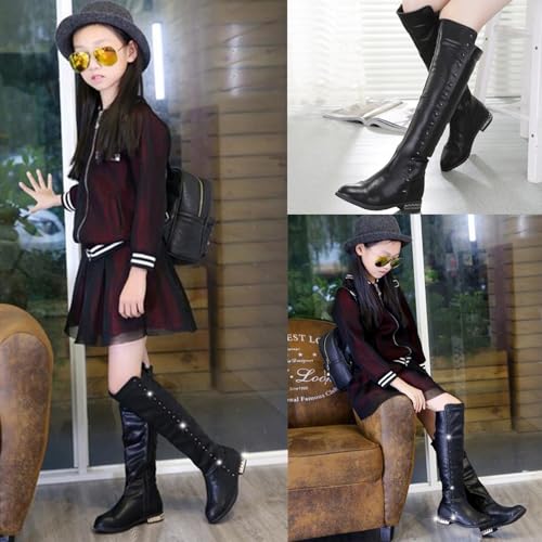 DADAWEN Girl's Waterproof Side Zipper Knee High Riding Boots (Toddler/Little Kid/Big Kid)2