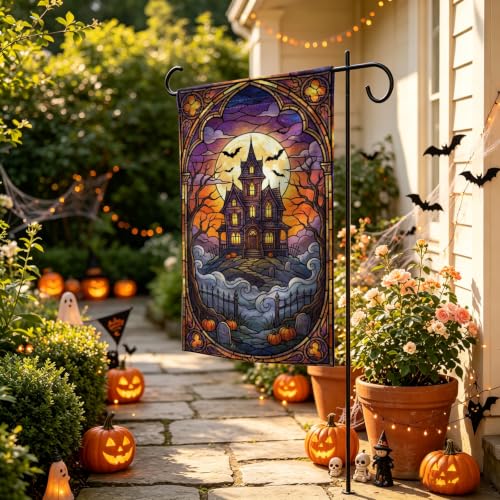 Haunted House Pumpkin Halloween Garden Flag 12×18 Inch Double Sided Decor - image 3