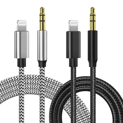 Leikedun 2 St&uuml;ck Auto AUX Kabel f&uuml;r iPhone 1 Meter, Audiokabel auf 3.5mm Audio f&uuml;r iPhone 14/14 Pro/14 Plus/13/13 Pro Max/12/11/X/XS/XR/8 Car Audio, Kopfh&ouml;rer, Lautsprecher (A)
