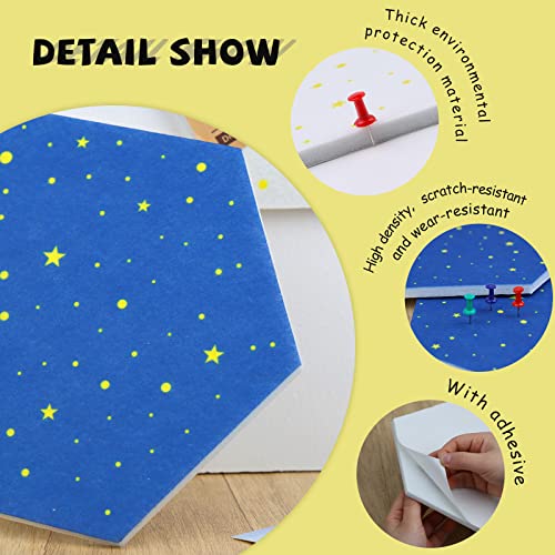 Ftyiwu 8 Pcs Hexagon Bulletin Board, Starry Blue Felt Cork Board, With 20 Pcs Pushpins, Self-Adhesive Lightweight Pin Board, Cork Boards For Walls Decor, Notes, Photos #TOP2
